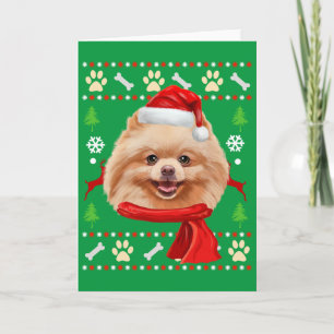 Tarjeta Pomeranian Dog Ugly Christmas