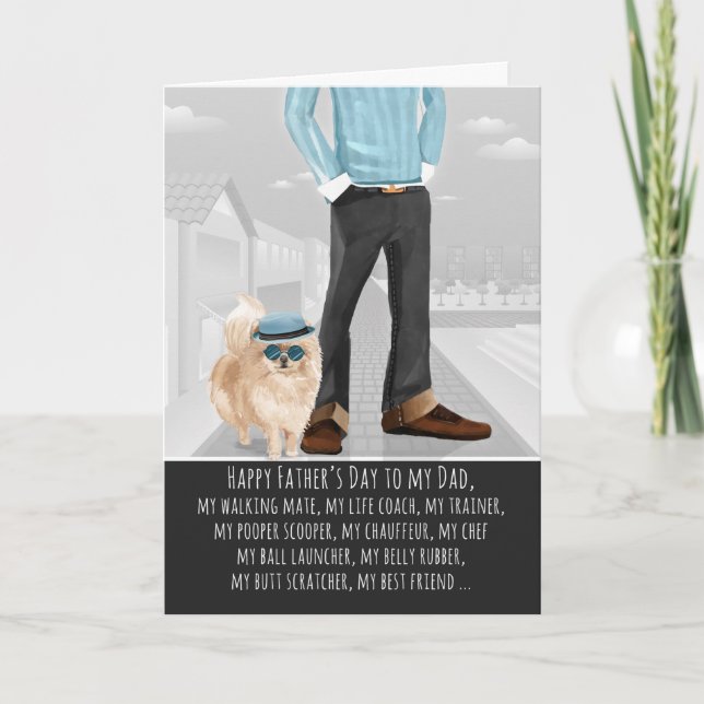 Tarjeta Pomerano del Día del Padre Perro (Anverso)