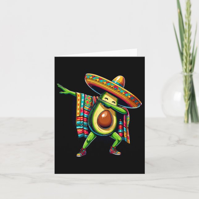 Tarjeta Poncho Mexicano Avocado Dabbing Cinco De Mayo  (Anverso)