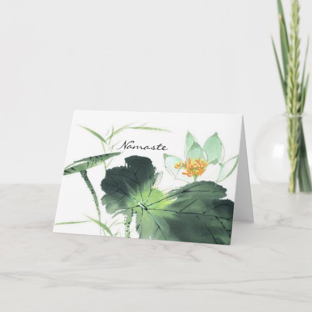 Tarjeta POND LOTUS PEACE l Arte de pintura de pincel chino (Anverso)