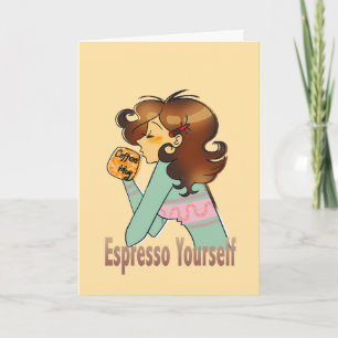 Tarjeta Ponerse al día con un diseño de taza de café