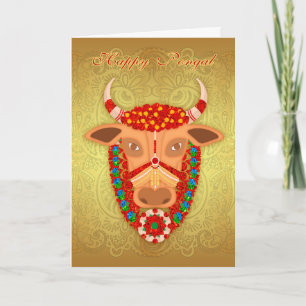 Tarjeta Pongal feliz, con el fondo de oro del efecto