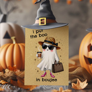 Tarjeta Pongo el Boo en Boujee Ghost Coquette Halloween
