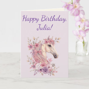 Tarjeta Ponis Bonitos Personalizables y Flores de Caballo
