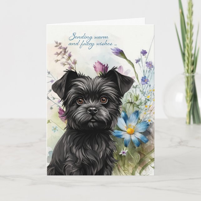 Tarjeta Ponte bien Affenpinscher Dog Wildflower Garden (Anverso)