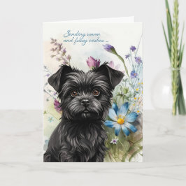 Tarjeta Ponte bien Affenpinscher Dog Wildflower Garden