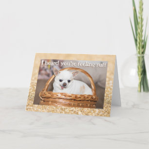 Tarjeta Ponte bien lindo perro chihuahua chispas doradas