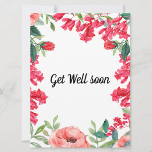 Tarjeta Ponte bien pronto, acuarela rosa floral elegante