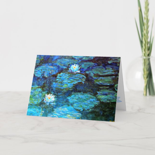 Tarjeta Ponte bien pronto, arte de Monet's Water Lily, (Anverso)