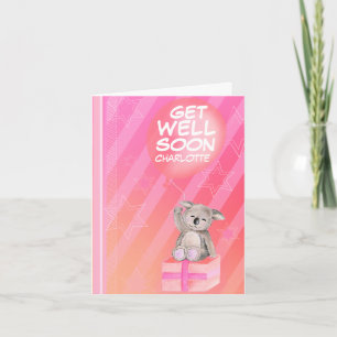 Tarjeta Ponte bien pronto chico llamado Koala Card rosa