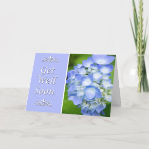 Tarjeta Ponte Bien Pronto Con Blue Hydrangea