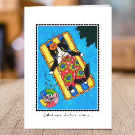 Tarjeta Ponte bien pronto con el ratón de gato lindo dobla