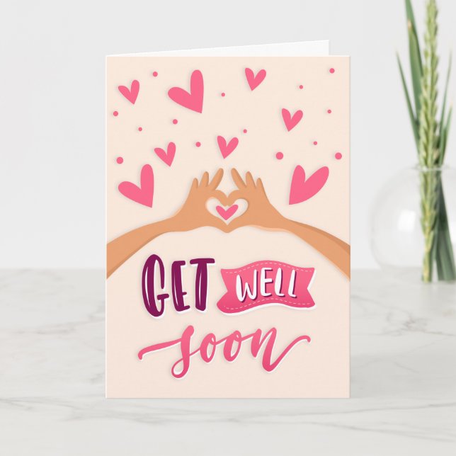 Tarjeta Ponte bien pronto con el saludo del corazón (Anverso)