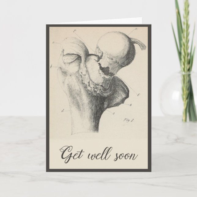 Tarjeta Ponte bien pronto con la impresión médica de época (Anverso)