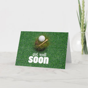 Tarjeta Ponte bien pronto con la pelota de golf en verde p