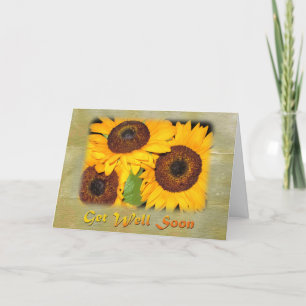 Tarjeta Ponte bien pronto con los girasoles