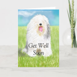 Tarjeta Ponte bien pronto con perro de oveja