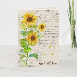 Tarjeta Ponte Bien Pronto El Bouquet De Girasol En Ladrill