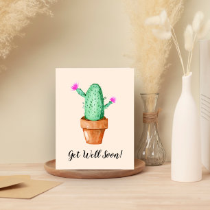 Tarjeta Ponte bien pronto en la planta de cactus acuáticas