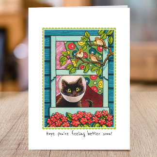 Tarjeta Ponte bien pronto, Personalizado de gato lindo dob