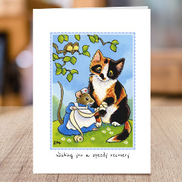 Tarjeta Ponte bien pronto Personalizado del ratón del gato