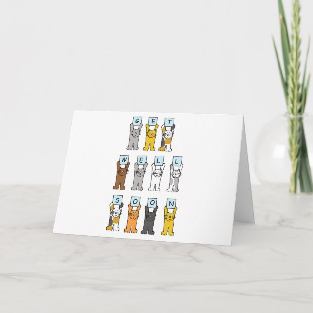Tarjeta Ponte bien pronto Personalizados gatos (Anverso)