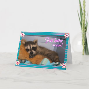 Tarjeta Ponte bien pronto raccoon