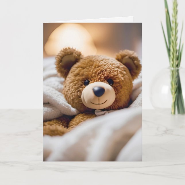Tarjeta Ponte bien pronto Teddy Bear (Anverso)
