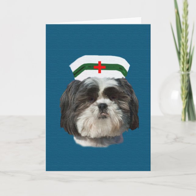 Tarjeta Ponte bien, Shih Tzu Dog (Anverso)