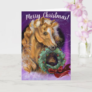Tarjeta Pony con Wreath Navidades