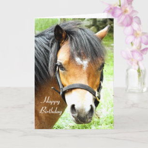 TARJETA PONY MARRÓN ADORABLE  