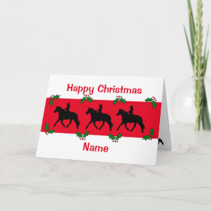 Tarjeta Pony Trotting Silhouette Happy Navidades