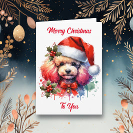 Tarjeta Poodle de color dulce y saludos de Navidad