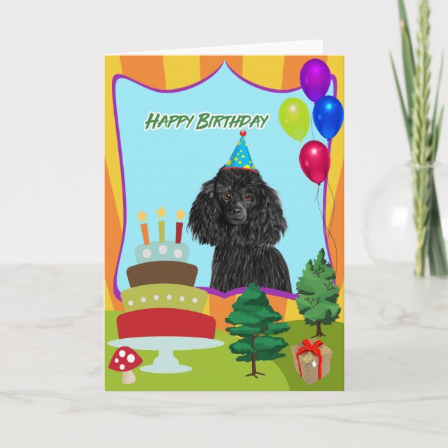 Tarjeta Poodle Dog Happy Birday (Anverso)