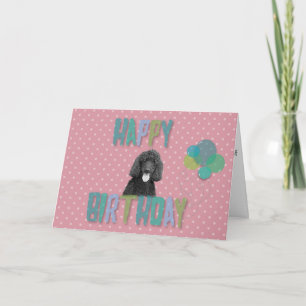 Tarjeta Poodle Dog Happy Birday Pink Polka Greet Card