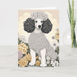 Tarjeta Poodle en Flores singulares feliz cumpleaños
