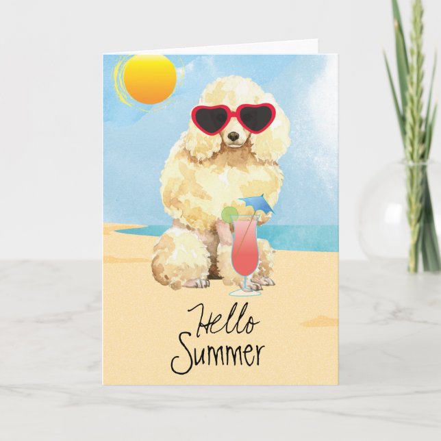Tarjeta Poodle en miniatura de verano (Anverso)
