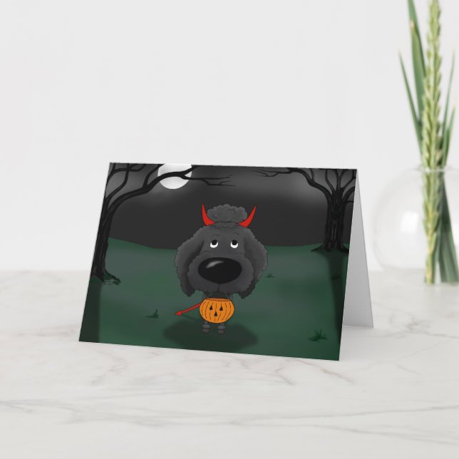 Tarjeta Poodle Halloween (Anverso)