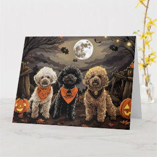 Tarjeta Poodle Halloween Spooky