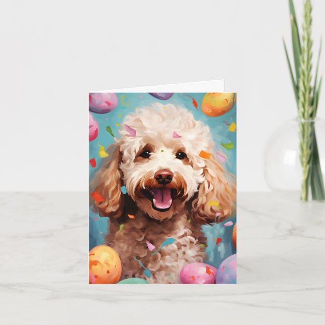 Tarjeta Poodle Happy Easter (Anverso)