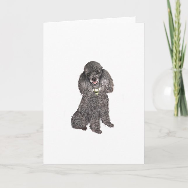 Tarjeta Poodle - Juguete/Plata en miniatura (Anverso)