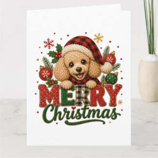 Tarjeta Poodle lindo Feliz Navidad