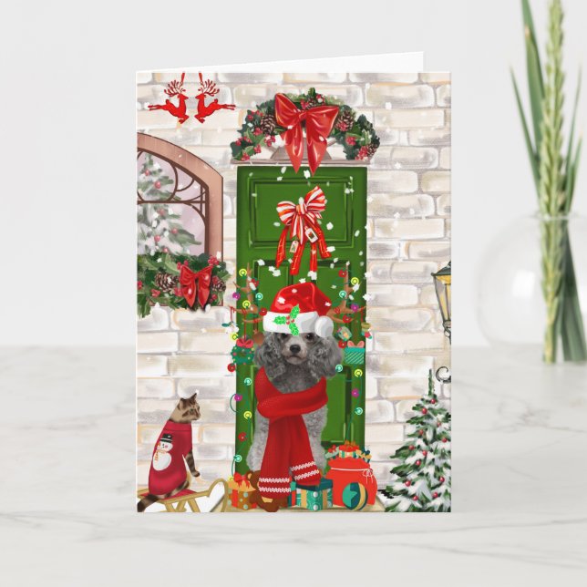 Tarjeta Poodle Navidad (Anverso)