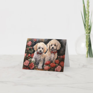 Tarjeta Poodle Puppies Valentine's Day Card