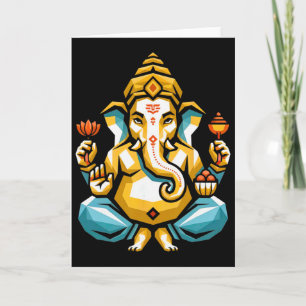 Tarjeta Pooja hindú Ganesha Elefante Dios India Meditación