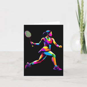 Tarjeta Pop Art Badminton Player Shuttle Women Badmintoner