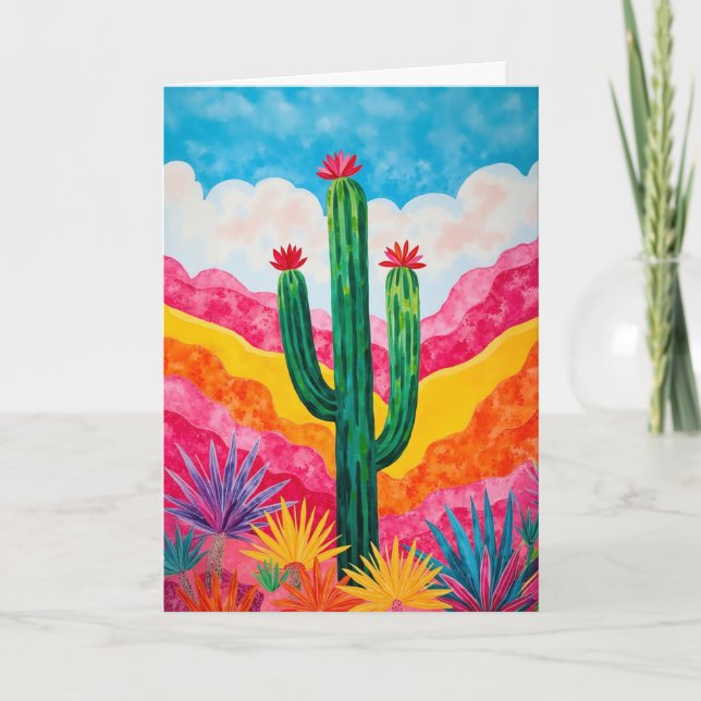 Tarjeta Pop Art Cactus Southwest Stationery (Anverso)