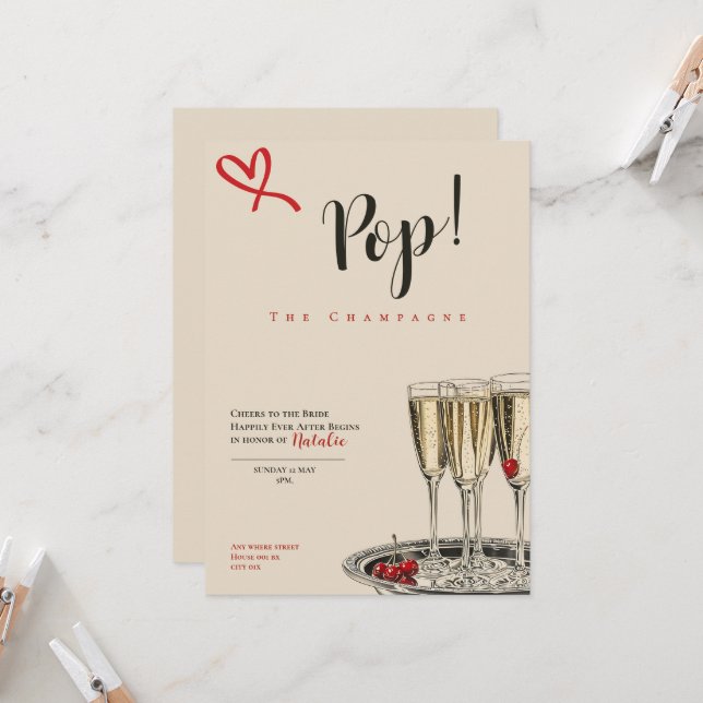 Tarjeta Pop! The Champagne romantic Bridal Shower card (Anverso/Reverso In Situ)
