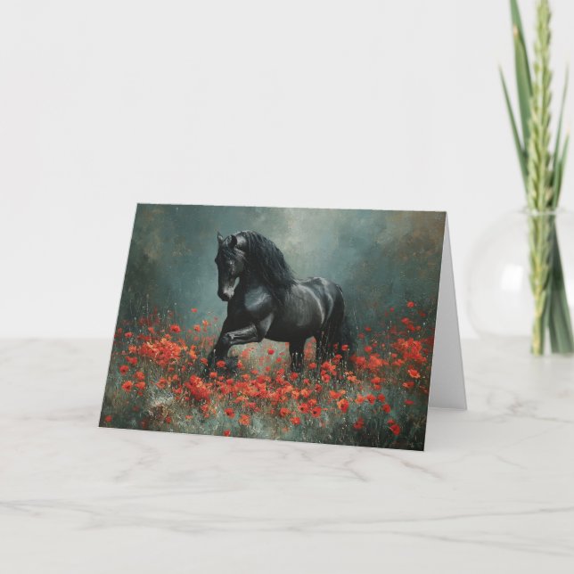 Tarjeta Popas rojas de Stallion Friesiano Negro (Anverso)