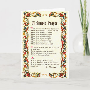 Tarjeta =Pope simple florentino Francisco de Prayer= St